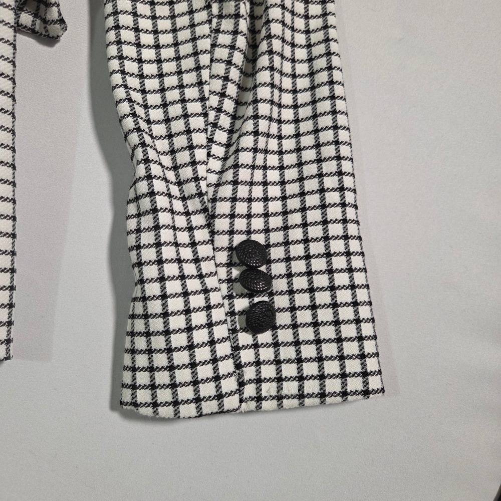 Rachel Zoe Blazer Jacket Womens XS White Black Check Single Breasted Polyester - Picture 13 of 13